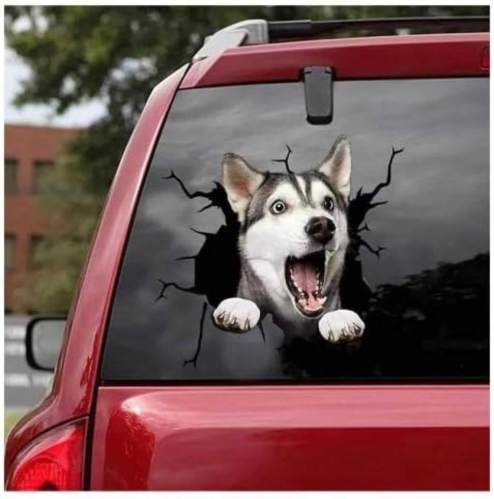 AIPASTN Car Aufkleber Hund An Bord 18 cm (7,08 Zoll) cm Husky Crack Car Aufkleber, PVC Dogscar Fenster Klammer, Wasserdicht 1PS von AIPASTN