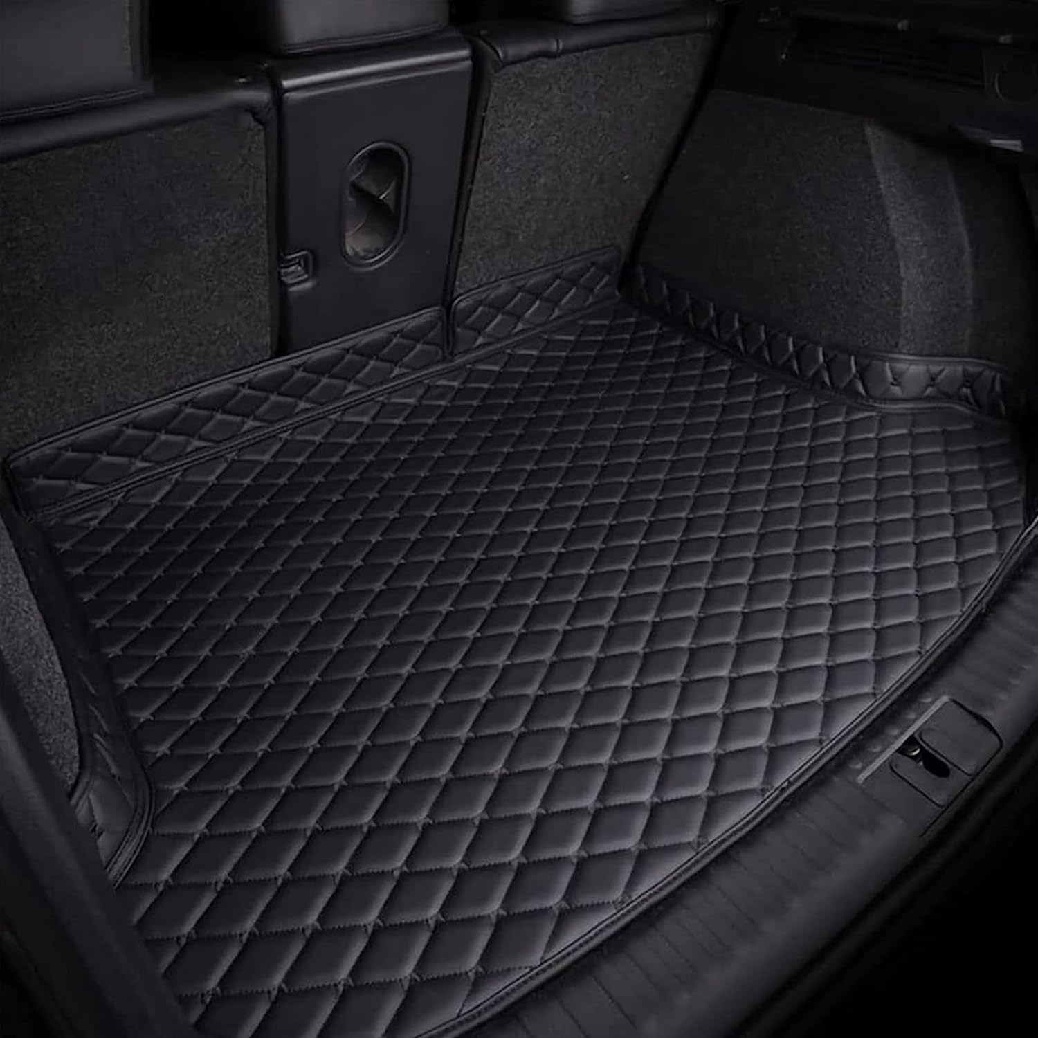 Auto Leder Kofferraummatte für VW Golf 6 Golf 5 Mk6 MK5, rutschfest Kofferraumwanne Kofferraum Schutzmatte Kofferraumschutz Interieur Zubehör,B/Black von AIRAU