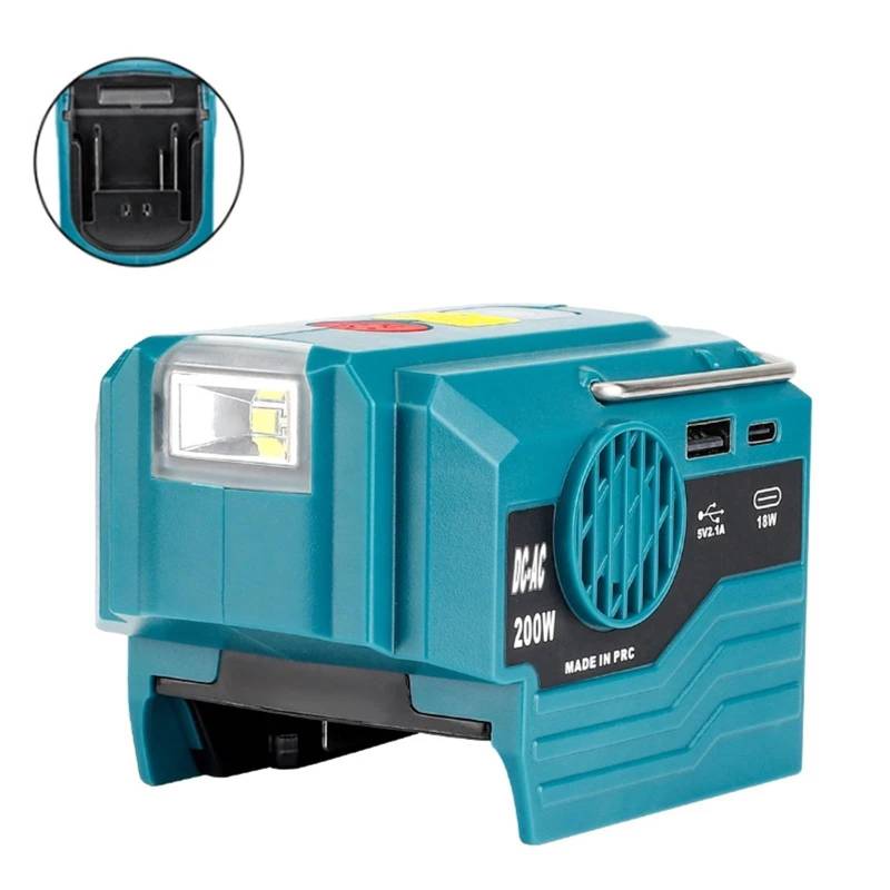 Wechselrichter, 200W AC 120- Modifizierter Sinuswellen-Netzadapter for tragbaren Wechselrichter mit 18-V-Batterie von AIRYSSFU