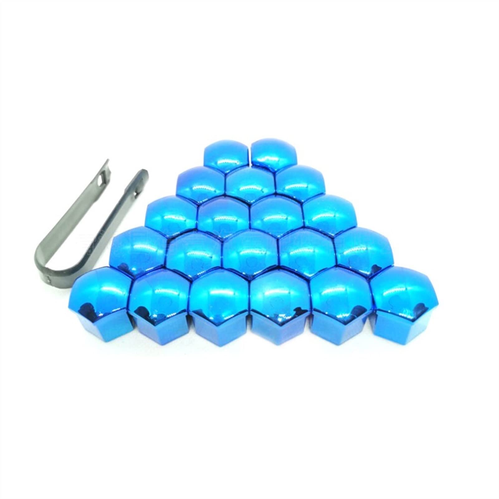 Radmuttern, 20 Stück, 17 mm, Radmutterkappe, Schutzschraube, Außendekoration, Schutzbolzen, Felgen, Silber, Schwarz, Grau, Silber, Rot, Radmutterkappen (Farbe: Blau) von AITEXI