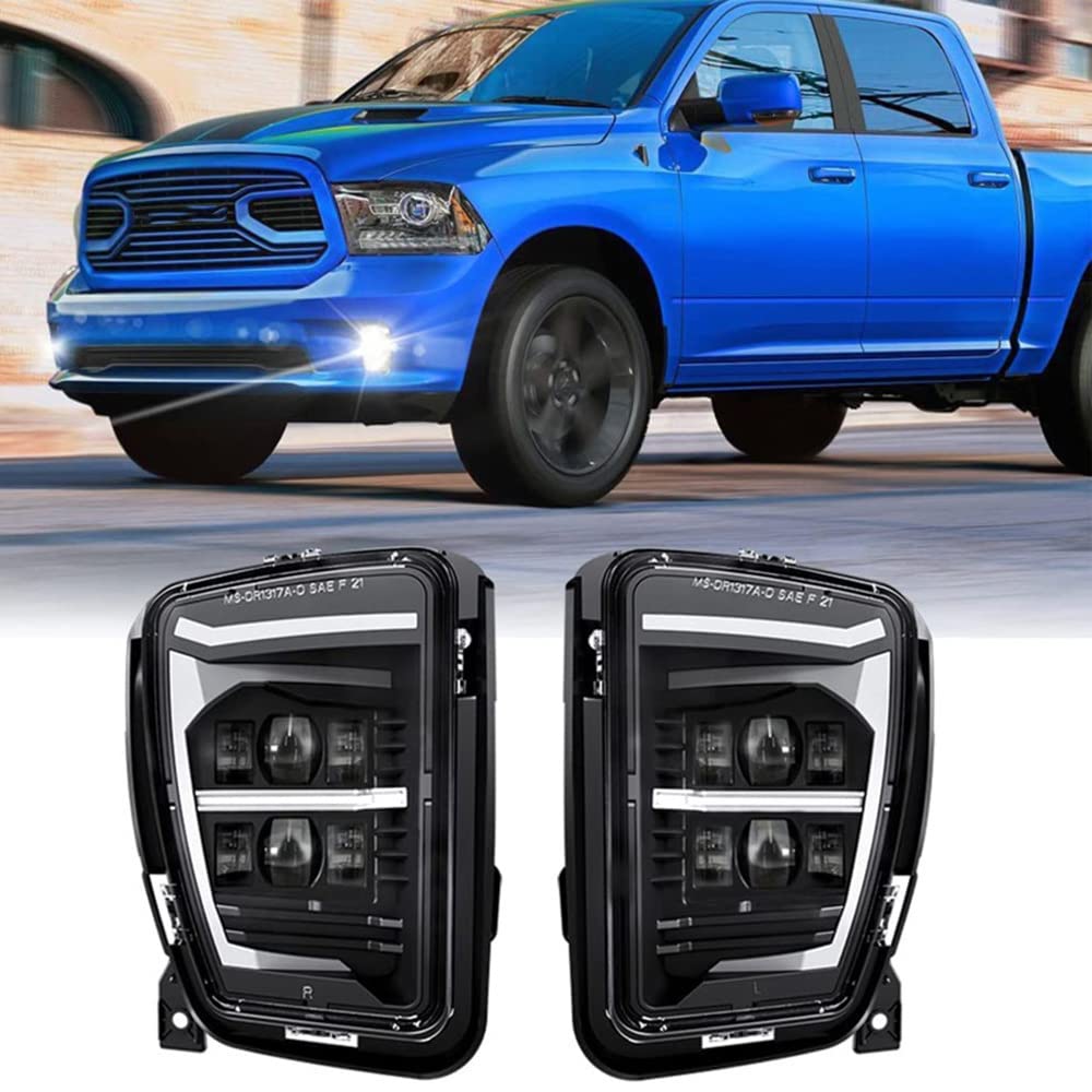 AIVYNA 2 Stück LED Nebelscheinwerfer Mit Weißen DRL Stoßstangenfahrscheinwerfern Für Dodge Ram 1500 2013–2018 Ersatz Montagesatz Schwarz von AIVYNA