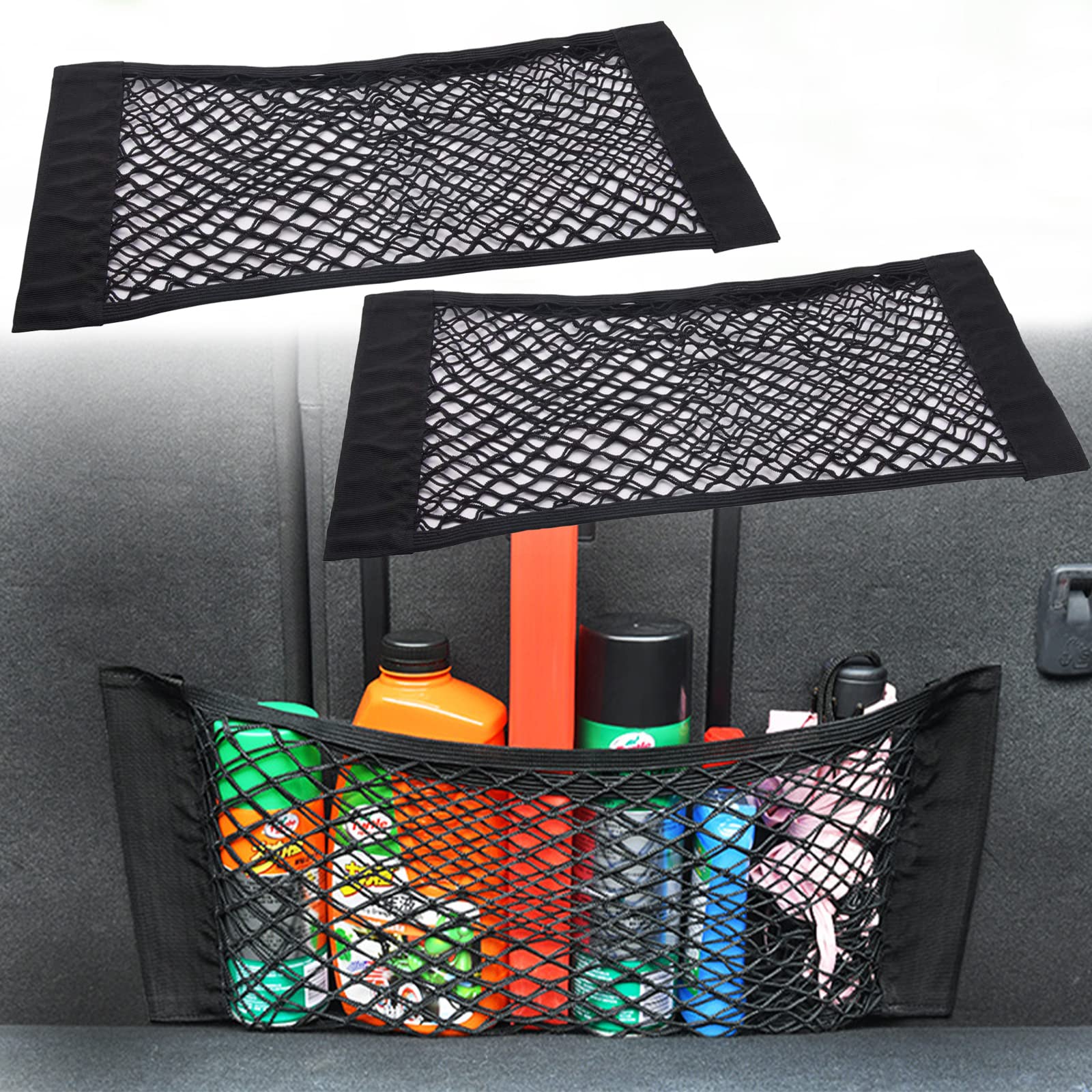 Kofferraum Netztasche,2 Stück Auto Gepäcknetz, 50 x 25cm,Universal Kofferraumnetz Schutznetz Elastisch Kofferraum Aufbewahrung Netz,Mit Klettverschluss für Auto/SUV Kofferraum Netztasche,2 Stück Auto Gepäcknetz, 50 x 25cm,Universal Kofferraumnetz Schutznetz Elastisch Kofferraum Aufbewahrung Netz,Mit Klettverschluss für Auto/SUV von AIXIMA