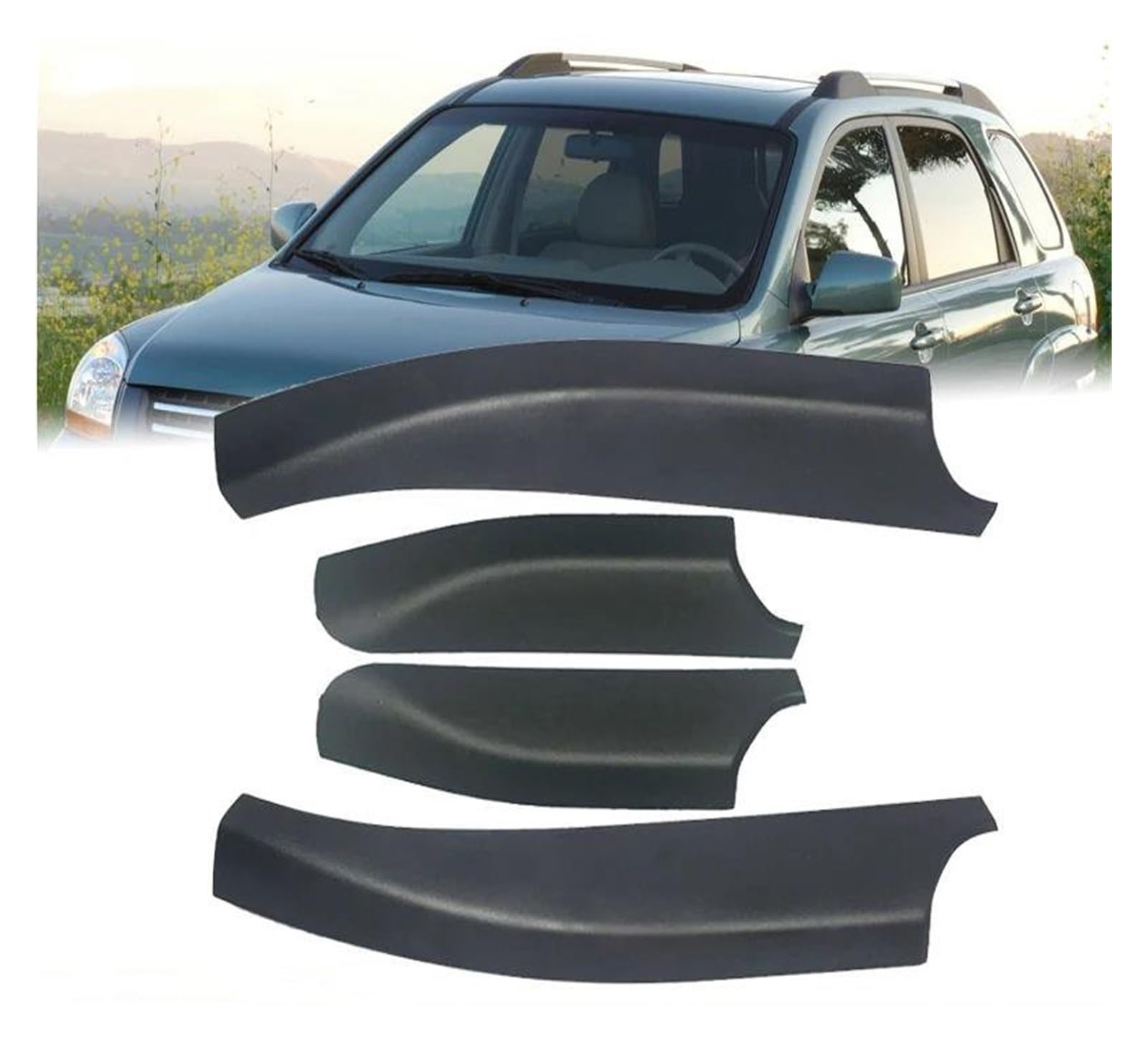 Auto Gepäckträger Dachgepäckträger Dach Gepäckträger Bar Schiene Ende Shell Abdeckung Dach Rack Schutz 87291-2F000 87292-1F000 Für Kia Für Sportage 2004 2005 2006 2007(4Pcs Front Rear) von AJHJET