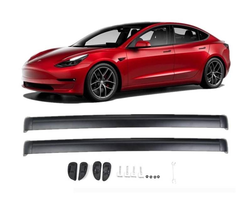 Auto Gepäckträger Dachgepäckträger Dachträger Custom Aluminium Cross Bar Halter Gepäckschiene Crossbar Upgrade Mit Anti-Diebstahl-Schloss Für Tesla Für Modell 3 2017 2018 – 2023 von AJHJET