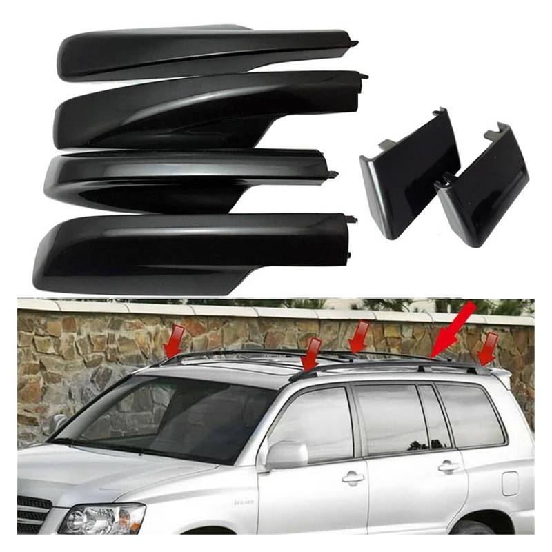 Auto Gepäckträger Dachgepäckträger Schwarz Auto Styling Dach Rack Abdeckung Center Bar Schiene Ende Shell 6P Ersatz Zubehör Für Toyota Für Highlander 2001-2005 2006 2007(6pcs) von AJHJET
