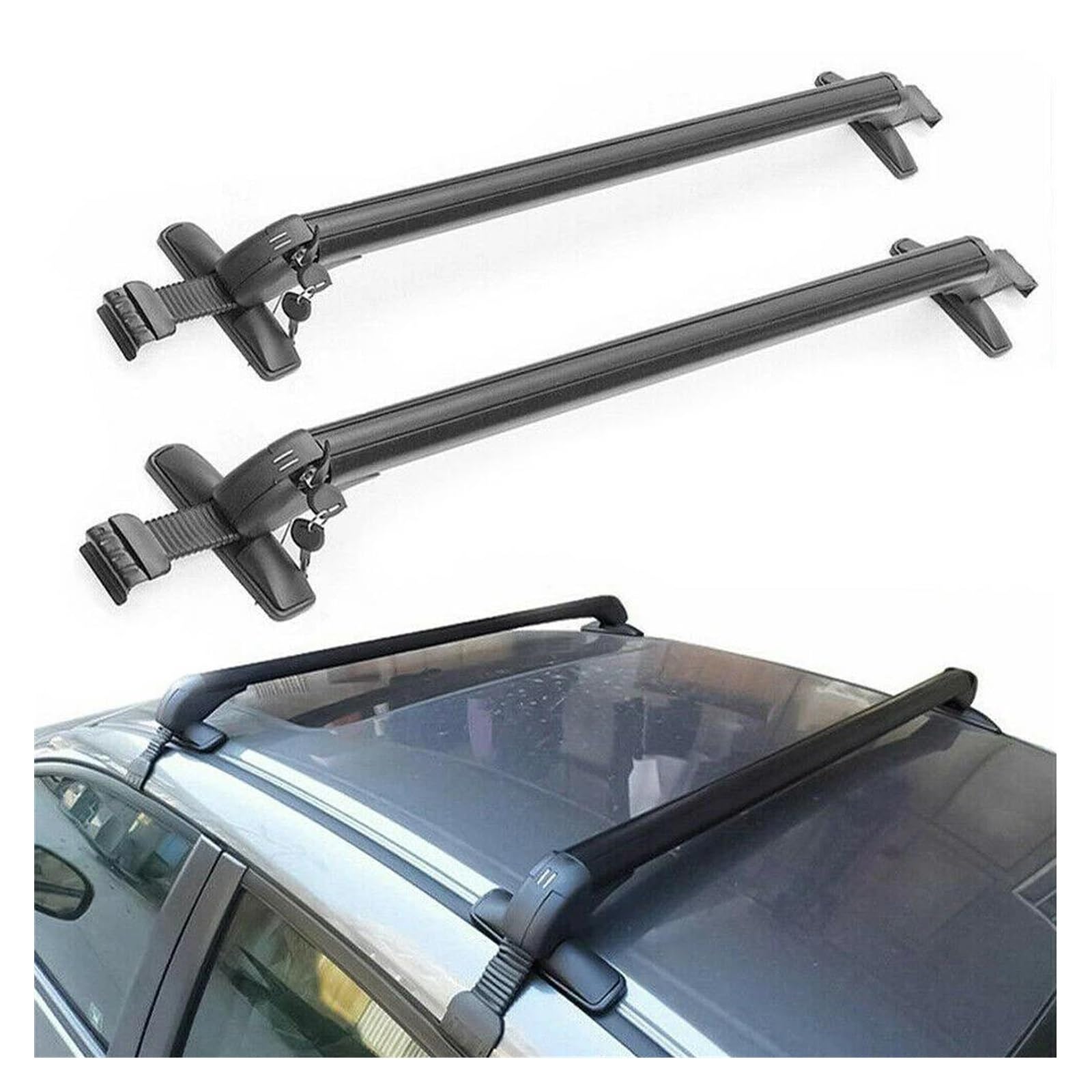 Auto Gepäckträger Dachgepäckträger Universal Fahrzeug Auto Dach Montage Rack Schiene Bar Schwarz Aluminium Gepäckträger Mit Schloss Auto Rack 1 Paar Auto Gepäckträger Dachgepäckträger Universal Fahrzeug Auto Dach Montage Rack Schiene Bar Schwarz Aluminium Gepäckträger Mit Schloss Auto Rack 1 Paar von AJHJET