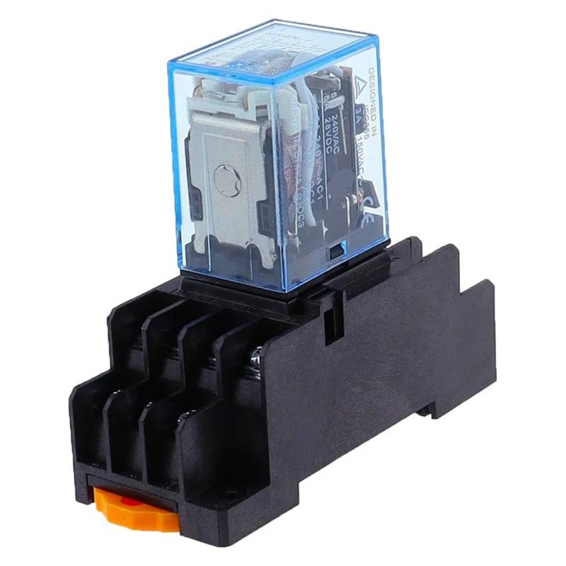 1 STÜCKE MY4 Elektromagnetisches Relais Leistungsrelais DC12V DC24V AC110V AC220V Spule 4NO 4NC Schiene 14 Pins mit Basis(DC,24V) von AJKDQDDE