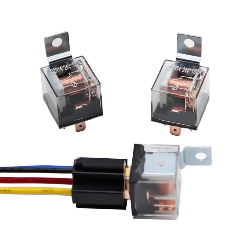 Automotive Auto Relais 12V 24V 4pin 5pin 80A 100A Schwarz Rot Kupfer Terminal Mit Buchse(24V 5pin 100A,1pc relay) von AJKDQDDE