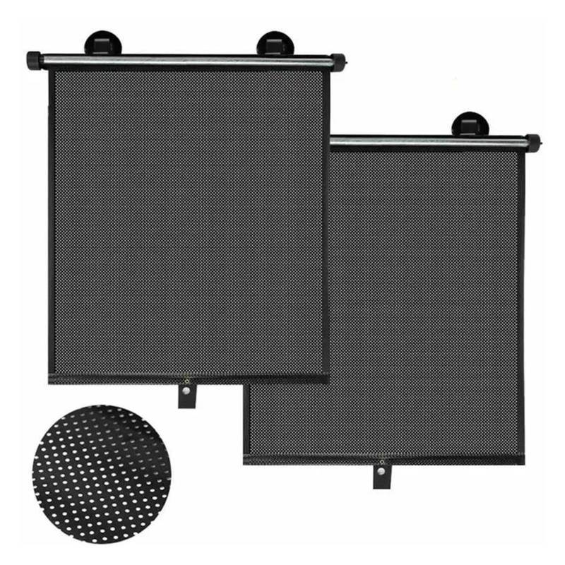 Sonnenblende Auto 2 Stück Einziehbare Auto-Seitenfenster-Sonnenschutz-Abdeckung Rolle Vorhang Visier Auto-Rollos Saugnäpfe Fenster Sonnenschutz von AJQBRMB