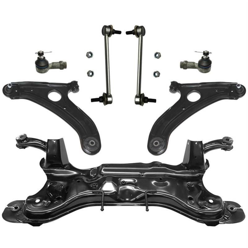1x Achsträger 2x Querlenker 2x Spurstangenkopf 2x Koppelstange Vorderachse für Hyundai Getz TB ab 08/2005 von AJS Parts