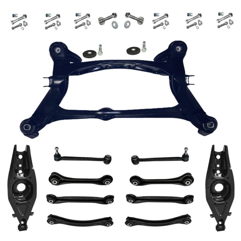 1x Hinterachskörper Achsträger 1x Querlenker Satz 2x Federaufnahme Hinterachse für Mercedes-Benz W124 S124 A124 C124 von AJS Parts