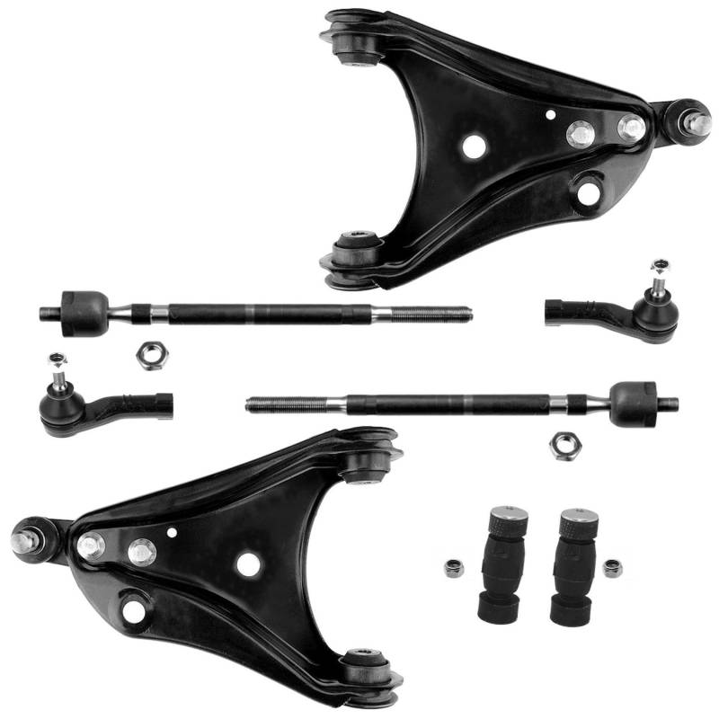 2x Querlenker 2x Koppelstange 2x Spurstangenkopf 2x Axialgelenk Vorderachse für Renault Twingo II CNO von AJS Parts