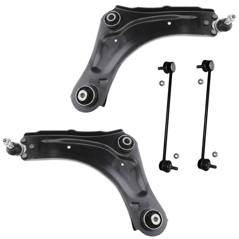 2x Querlenker 2x Koppelstange Vorderachse für Scenic III JZ0/1 + Grand für Megane CC EZ0/1 für Megane III DZ0/1 KZ0/1 BZ0 von AJS Parts