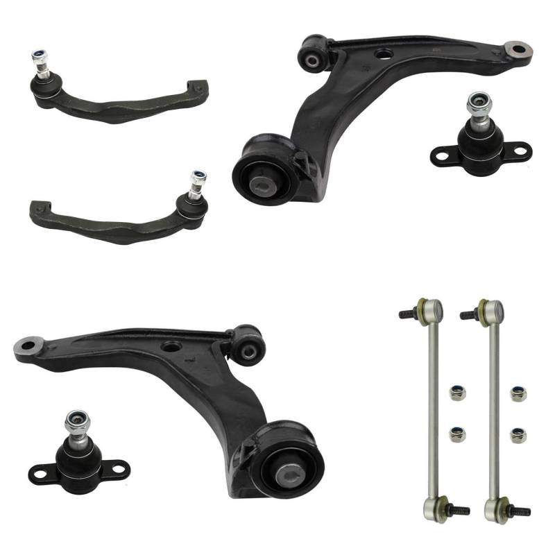 2x Querlenker 2x Traggelenk 2x Koppelstange 2x Spurstangenkopf Vorderachse für VW Multivan V VI für Transporter T5 T6 von AJS Parts
