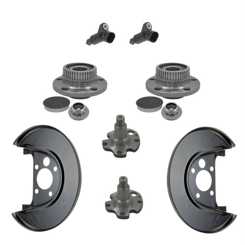 2x Radlager 2x ABS-Sensor 2x Achszapfen 2x Ankerblech Spritzblech Hinterachse links rechts von AJS Parts