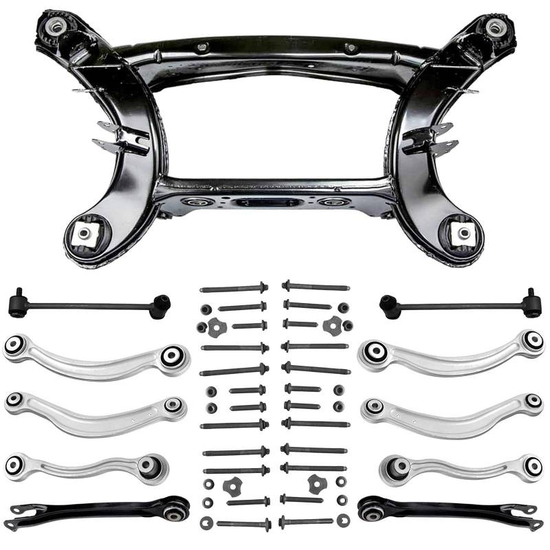 1x Achsträger Hinterachse 8x Querlenker unten oben vorne Schraubensatz 2x Koppelstange Hinterachse von AJS Parts