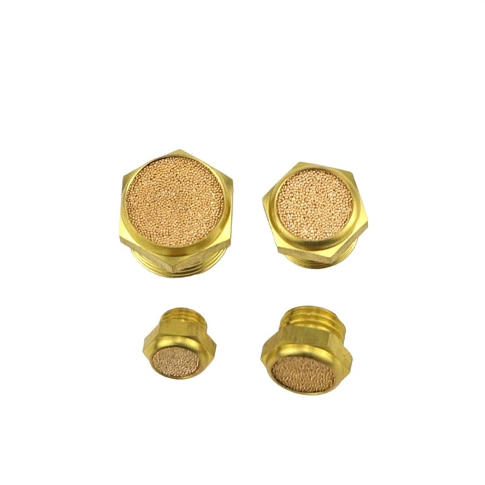 Pneumatischer Flachkopf-Auspuffschalldämpfer aus Messing, M5 1/8 Zoll, 1/4 Zoll, 3/8 Zoll, 1/2 Zoll, Schalldämpferanschluss, Magnetventil-Filteranschluss(SLM-02) von AKDDNZX