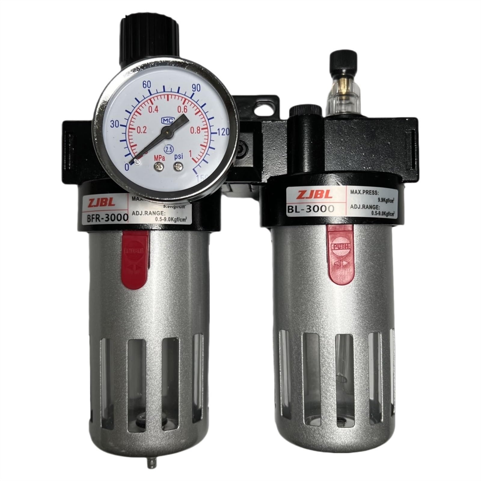 Silbernes Metallgehäuse Öl-Wasser-Abscheider BFC2000/3000/4000 Druckregelfilter Pneumatisches Doppelstück(1/4") von AKDDNZX