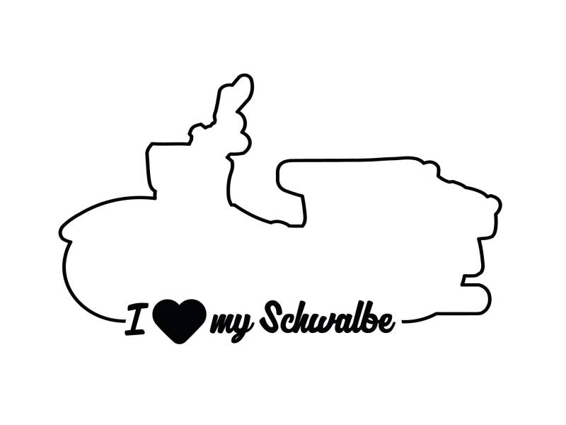 Aufkleber - "I LOVE MY SCHWALBE" Folienplot Schwarz, mit Übertragungsfolie von AKF