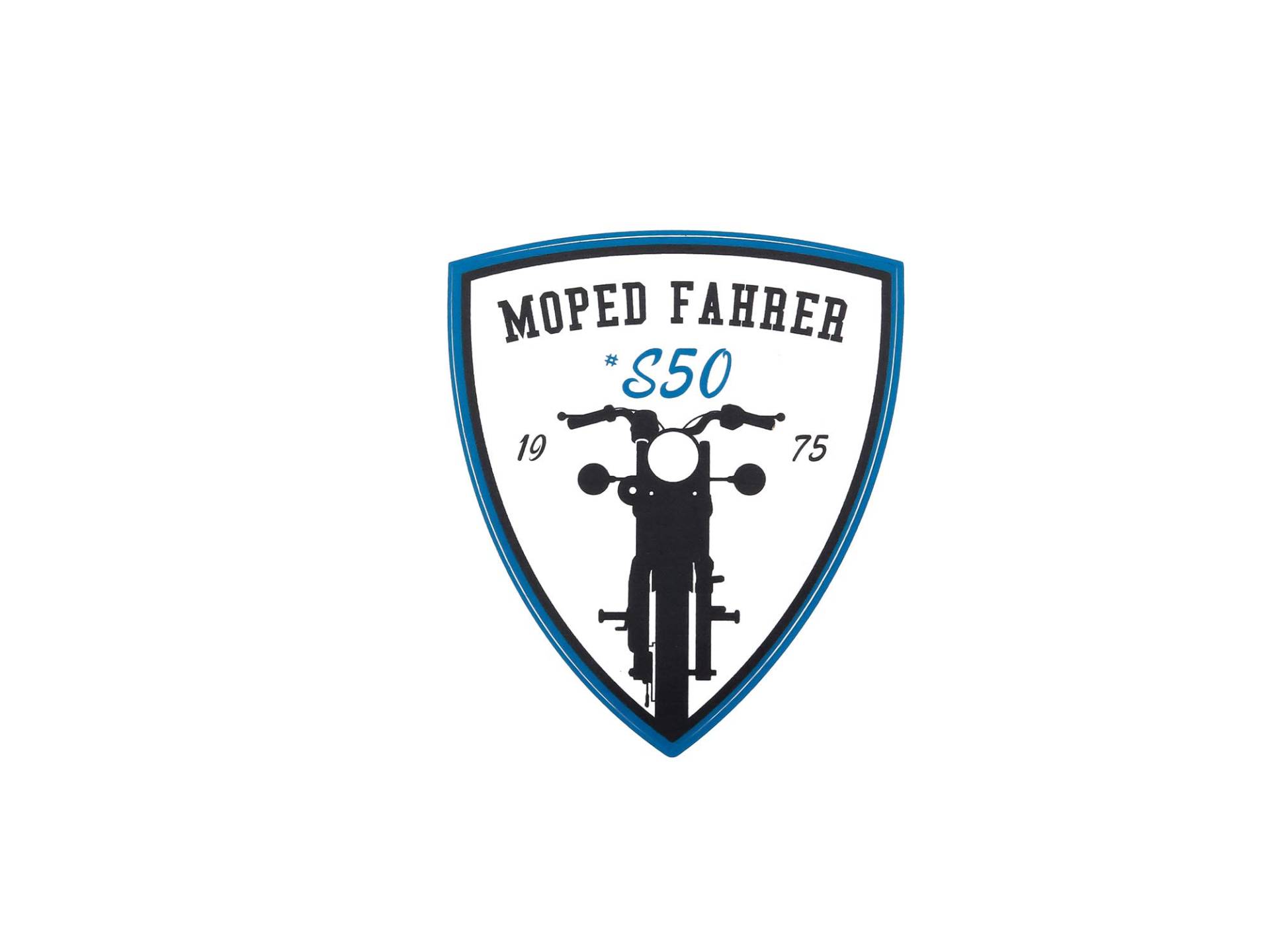 AKF Aufkleber - ""Moped Fahrer #S50"" Blau/Weiß/Schwarz, Wappen von AKF