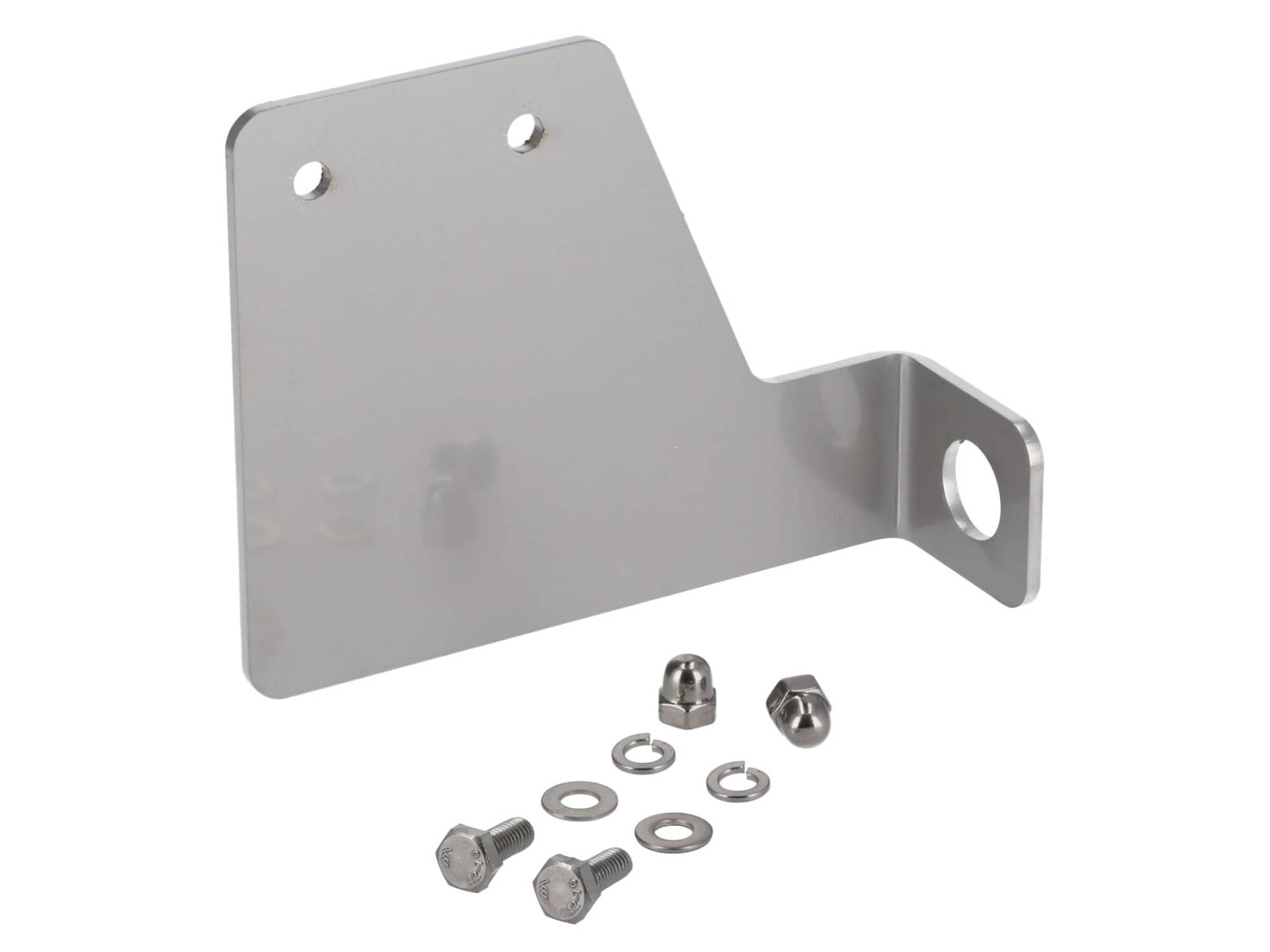 Kennzeichenhalter seitlich, aus Edelstahl, mit Befestigungsmaterial - für Simson SR1, SR2, KR50 Kennzeichenhalter seitlich, aus Edelstahl, mit Befestigungsmaterial - für Simson SR1, SR2, KR50 von AKF