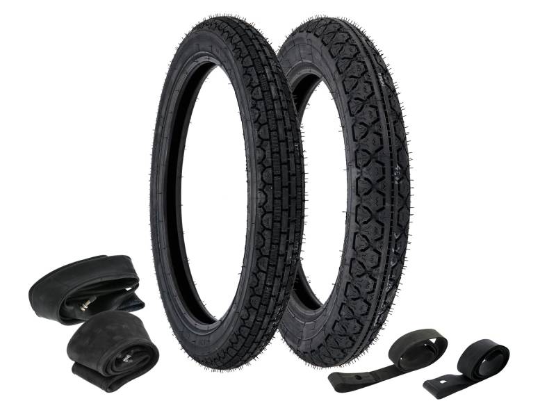 AKF Set: 2x Reifen Heidenau + 2x Schläuche + 2x Felgenband - MZ ETZ 125, ETZ150 von AKF