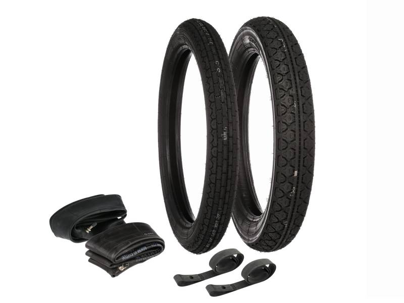 AKF Set: 2x Reifen Heidenau + 2x Schläuche + 2x Felgenband - MZ ETZ 250 von AKF