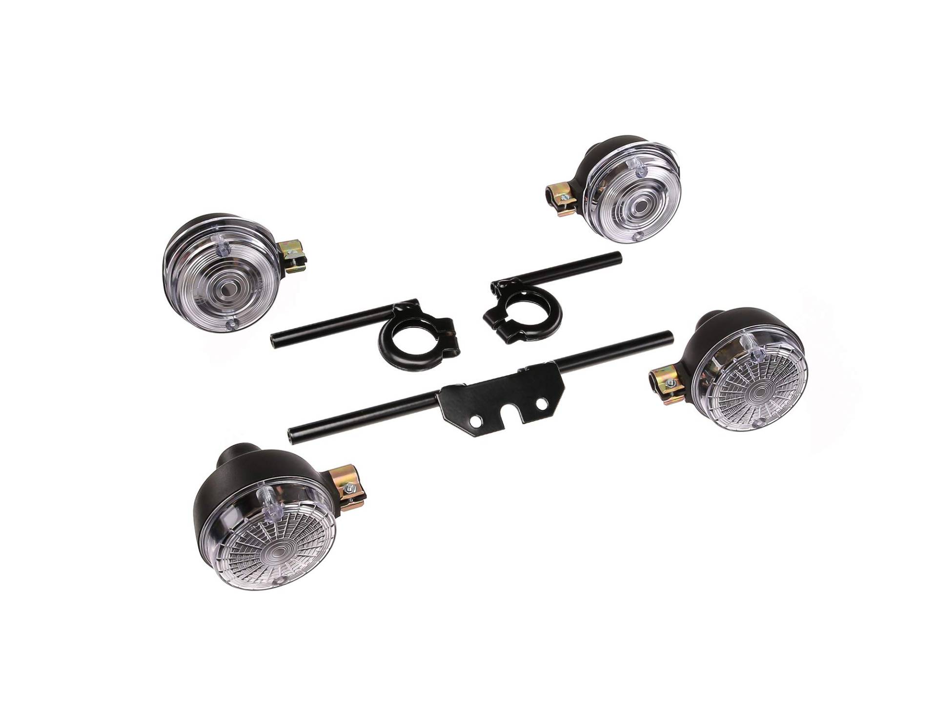 AKF Set: 4 weiße Blinker rund, komplett inkl. Blinkerträger schwarz - für Simson S50, S51, S70 AKF Set: 4 weiße Blinker rund, komplett inkl. Blinkerträger schwarz - für Simson S50, S51, S70 von AKF