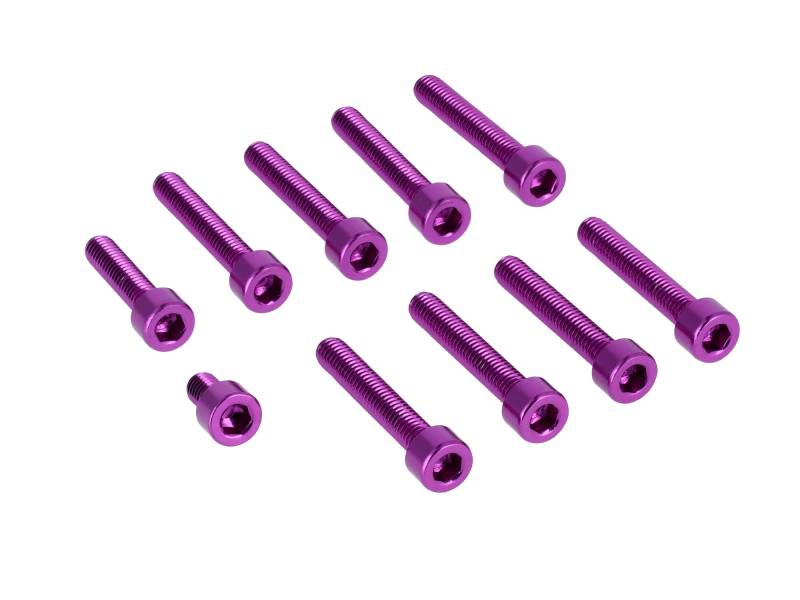 Set: Aluminium-Schrauben, Innensechskant in Violett Kupplungs- und Lichtmaschinendeckel Motor M500 / M700 von AKF