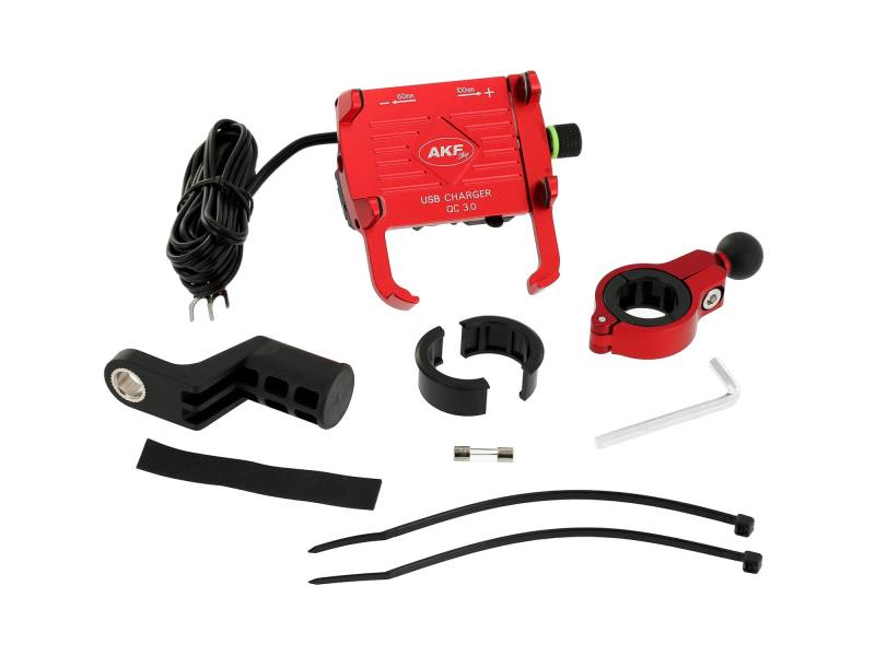 Smartphonehalter mit USB-Ladefunktion, Rot eloxiert von AKF