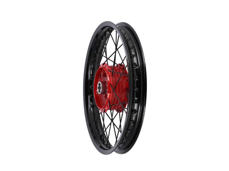 AKF Speichenrad 1,6 x 16"" Alufelge, Speichen Schwarz, Nabe in Rot - für Simson S50, S51, KR51 Schwalbe, SR4 von AKF