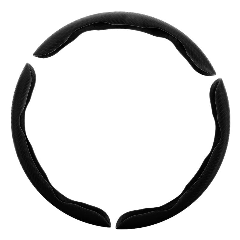 AKOOSY 3 Teilige Lenkradhülle Matter Lenkradgriff Lenkradgriffbezug Rutschfester Lenkradgriff Universeller Lenkradgriff Carbonfaser Lenkradgriff Schwarzer Kunststoff von AKOOSY