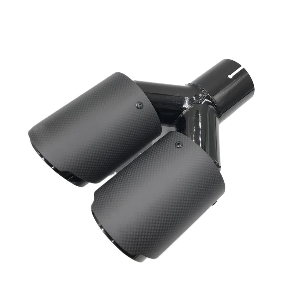 1PCS 63MM IN 89MM OUT Auspuff Spitze Auspuffrohr Dual Carbon Faser + Edelstahl Schalldämpfer Matt Schwarz Auspuff Spitze Endrohr Schalldämpfer(63MM IN-76MM OUT) von AKOUFALL