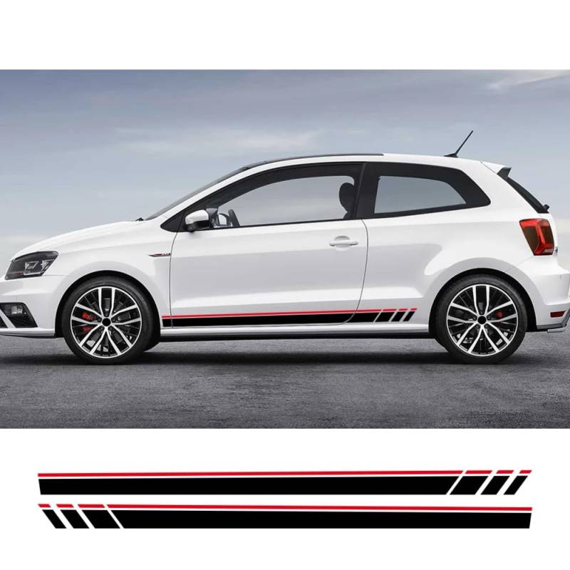 2 STÜCKE Autoseitenaufkleber, Für V=W, Für Polo 6R 6C 9N2 9J GTI Automodifikation PVC-Aufkleber im Rennstil Auto-Tuning-Zubehör von ALADDINLUX