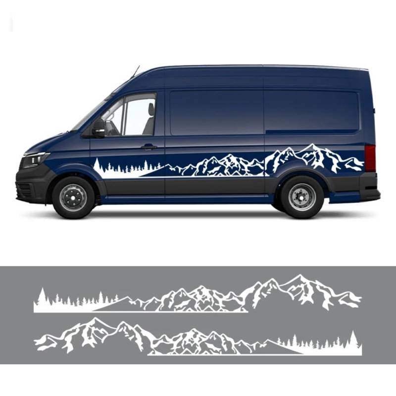 2 Stück Autoaufkleber Wohnmobil Camper Van DIY Streifen Berg Grafik Aufkleber, Für V=W Crafter Tuning Zubehör von ALADDINLUX