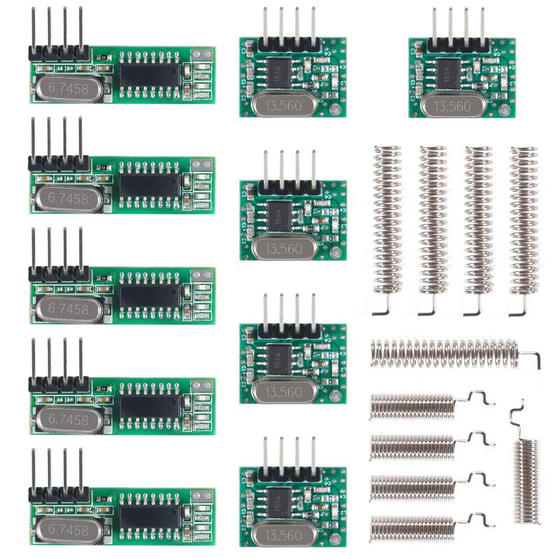 ALAMSCN 5 Set 433MHz RF Empfänger und Funk- Sende Modul + RF 433MHz Federantennen-Kit Kompatibel mit Arduino von ALAMSCN
