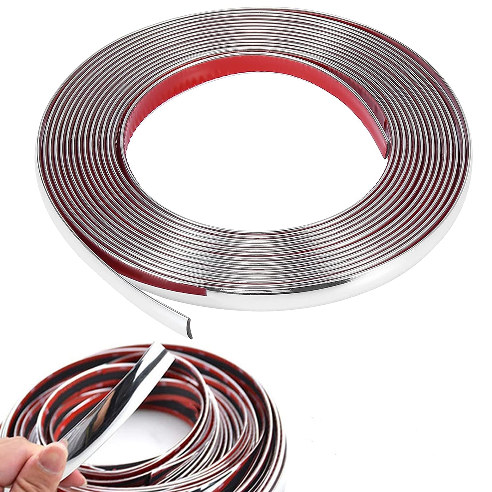 Chrom-Zierleisten for Autos, Chrom-Silber-Seitenverkleidungsleiste for die Karosserie (selbstklebend) for LKW-/Wohnmobil-Türfensterstoßstange(6mm*15m) von ALANIZ