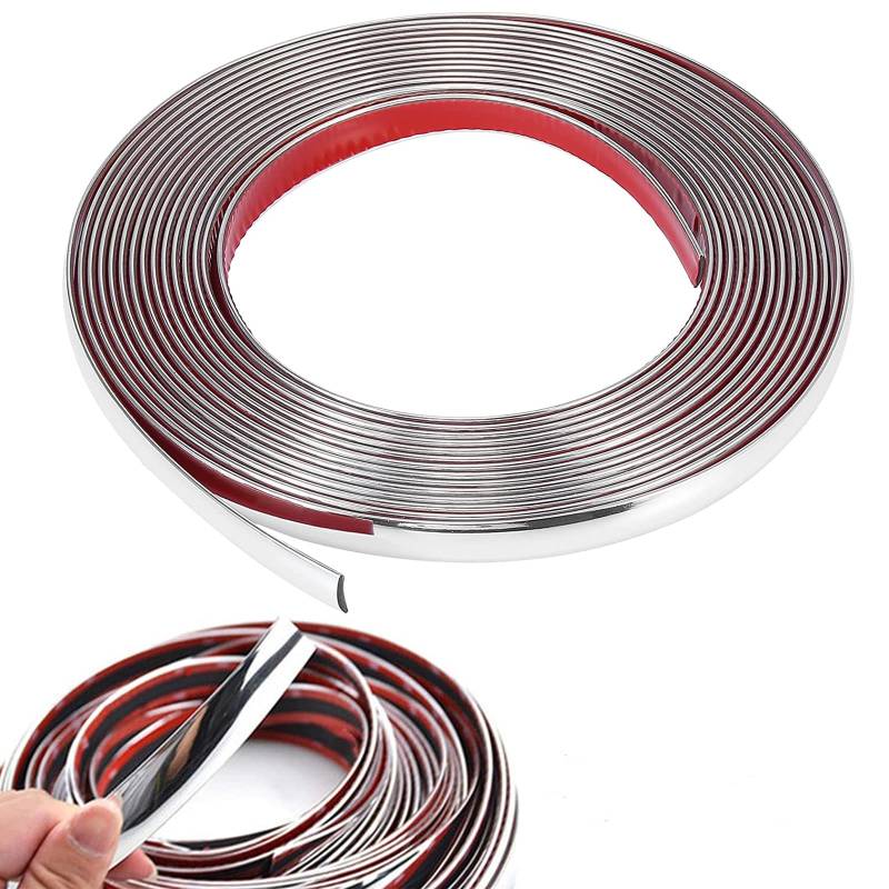 Chrom-Zierleisten for Autos, Chrom-Silber-Seitenverkleidungsleiste for die Karosserie (selbstklebend) for LKW-/Wohnmobil-Türfensterstoßstange(6mm*15m) von ALANIZ