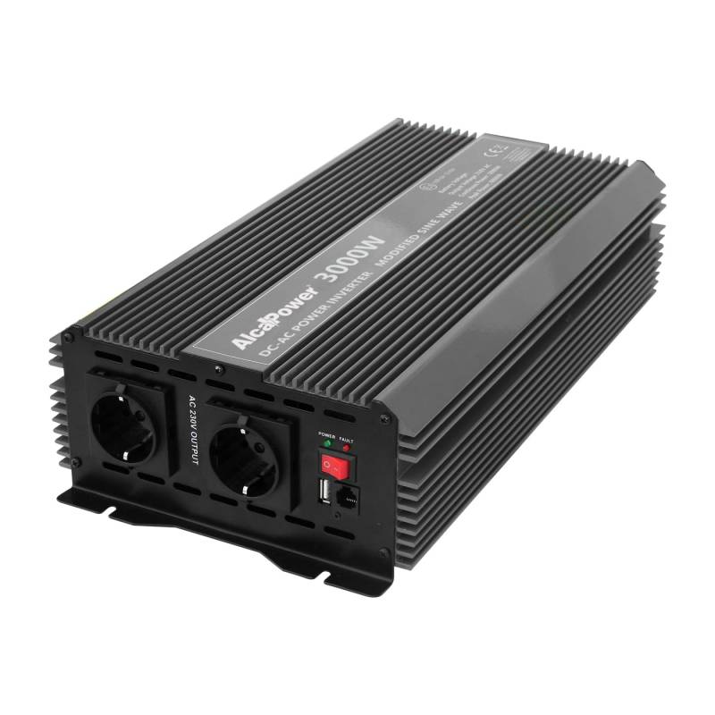 ALCAPOWER Spannungswechselrichter President 3000W 12V-230V, modifizierter Sinus, USB-Anschluss von Alcapower