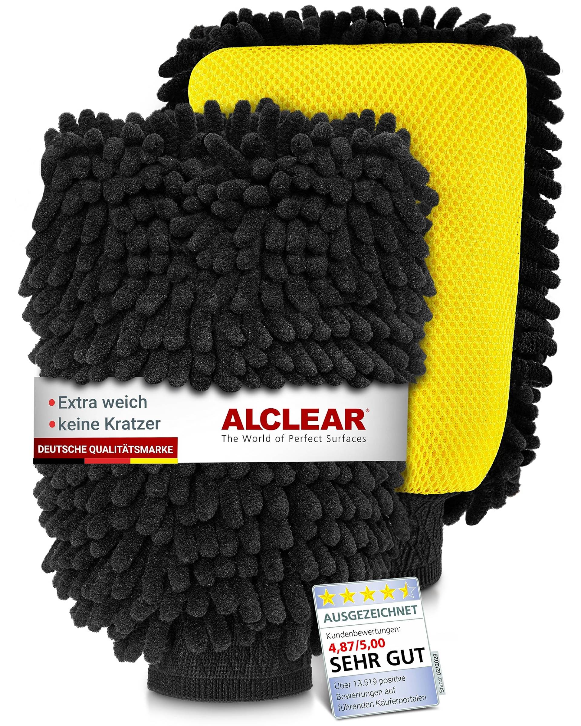 ALCLEAR International Chenille Handschuhe 2er Set Auto Waschhandschuh zum Waschen mit Shampoo, für Kfz, Motorrad Autopflege von ALCLEAR