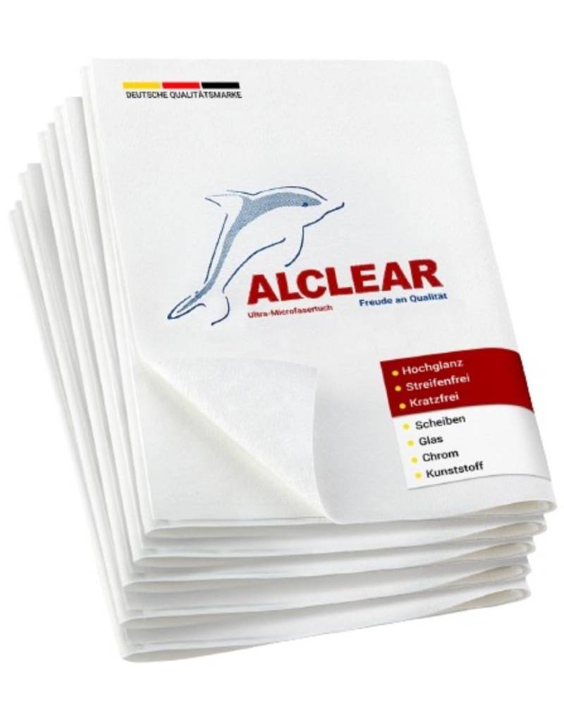 5er Set ALCLEAR 950002_5er_Set Ultra-Microfaser Fenstertuch Scheibentuch 60x45 cm weiß von ALCLEAR