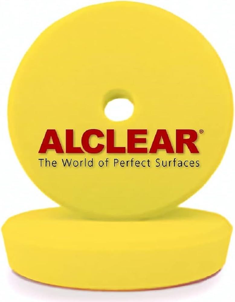 ALCLEAR 5095M Polierpad Auto Polierschwämme, medium für RUPES® Poliermaschine, Durchmesser: 95/80x25 mm, gelb, 2er Set, Polierpad, Autopflege Polierschwamm von ALCLEAR