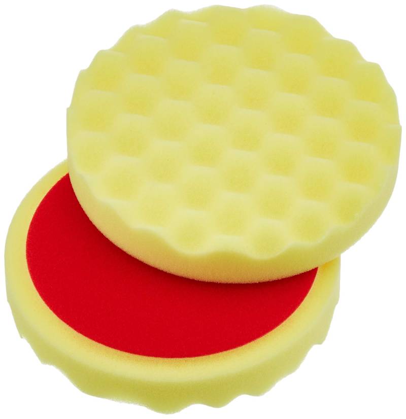 ALCLEAR 5616030M Schleifpad, Auto Polierschwämme, medium gewaffelt, Durchmesser: 160x30 mm, gelb,2er Set, Polierpad polieren Pad Schwamm Autopolitur Polierschwamm f. Poliermaschine von ALCLEAR