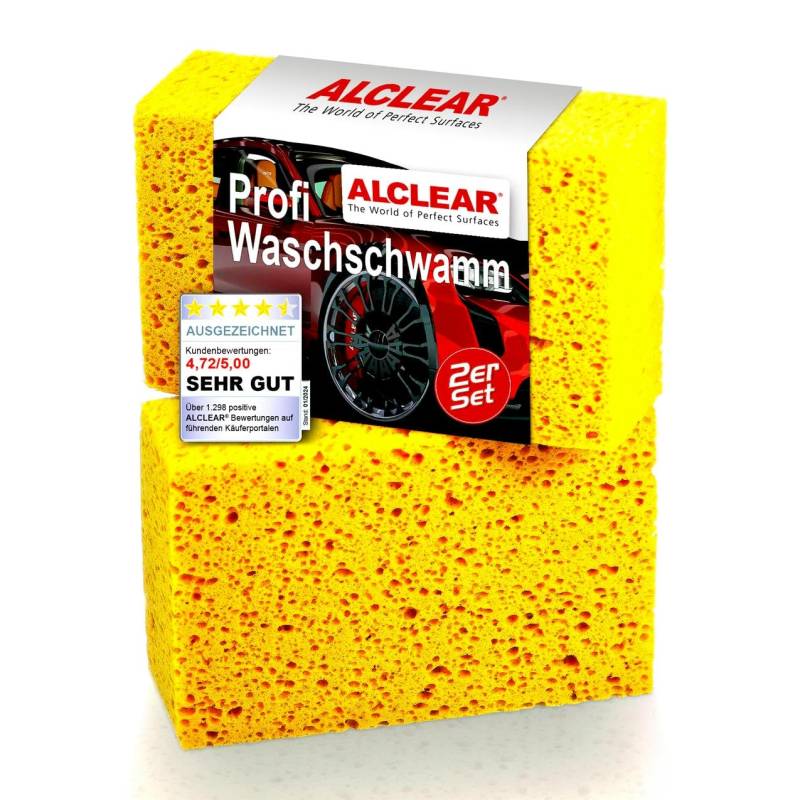 ALCLEAR 6080WS 2er Set Auto Waschschwamm, Jumbo Autoschwamm für Autopflege, Lack, Felgen, Reinigung außen und innen, 18x12x6 cm von ALCLEAR