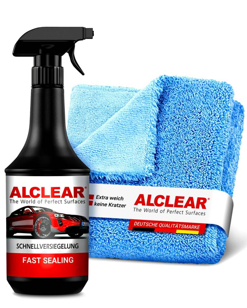 ALCLEAR 71100SV Lack Schnellversiegelung 1 Liter inkl. Mikrofaser Auto Poliertuch für Autopflege, Motorrad, Fahrrad von ALCLEAR