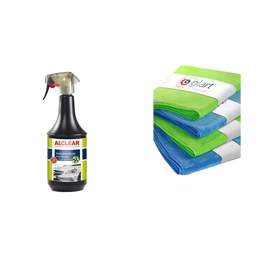 ALCLEAR 721IX Auto Insektenentferner für Windschutzscheibe, Scheinwerfer, 1.000 ml + Glart 4448 4er Set superweiche Mikrofasertücher Zwei Stück blau 40 x 40 cm und Zwei Stück grün 40 x 40 cm ALCLEAR 721IX Auto Insektenentferner für Windschutzscheibe, Scheinwerfer, 1.000 ml + Glart 4448 4er Set superweiche Mikrofasertücher Zwei Stück blau 40 x 40 cm und Zwei Stück grün 40 x 40 cm von ALCLEAR