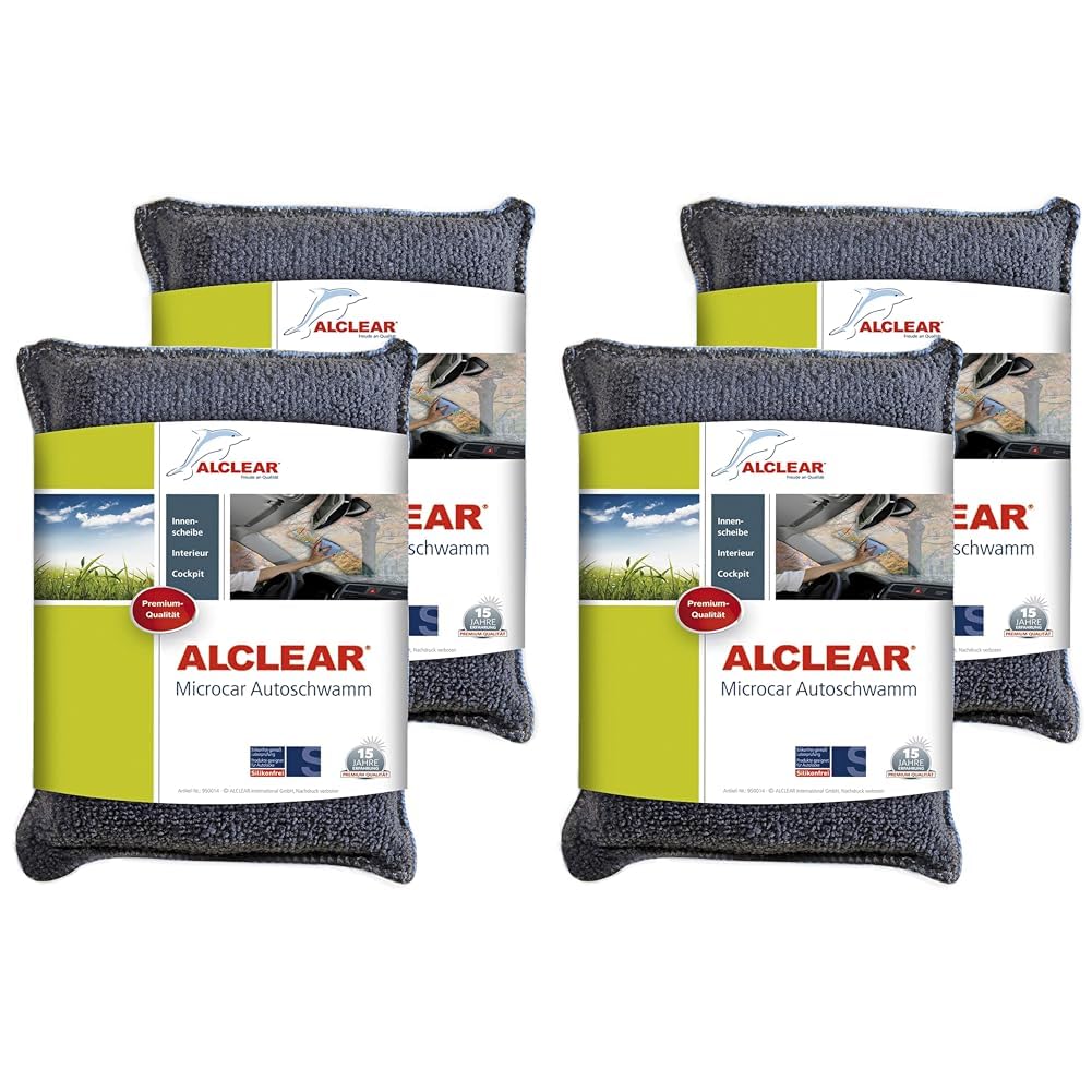 ALCLEAR 950014 Ultra-Microfaser Autoschwamm, 2er Set, Trockentuch gegen Beschlagene Auto Scheiben und Windschutzscheiben, Anthrazit/Blau (Packung mit 2) von ALCLEAR