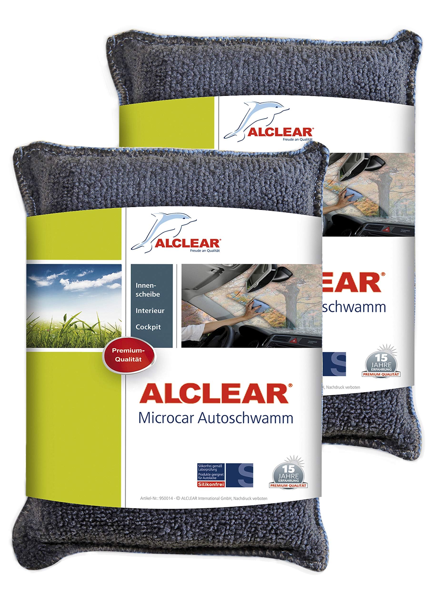 ALCLEAR 950014 Ultra-Microfaser Autoschwamm, Gegen Beschlagene Scheiben, Anthrazit/Blau, Anzahl 2 von ALCLEAR