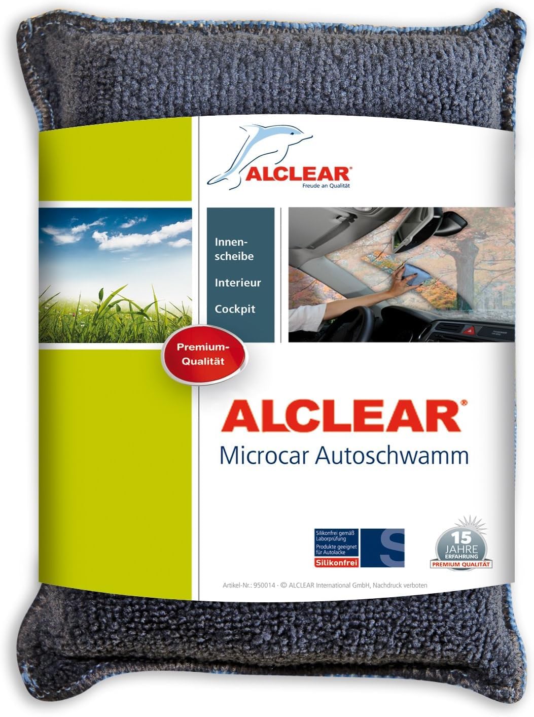 ALCLEAR 950014Microcar Auto Mikrofaser Scheiben Schwamm Autopflege, blau/grau, aus Mikrofasertuch Material, Trockentuch gegen Beschlagene Windschutzscheibe von ALCLEAR