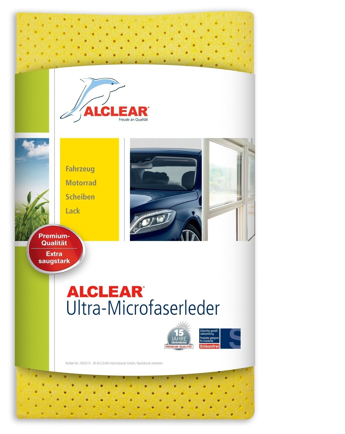 ALCLEAR 950015 Mikrofaser Ledertuch, 40 x 45 cm, Gelb von ALCLEAR
